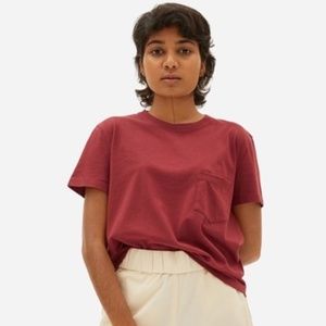 Everlane organic cotton box cut tee, carmine red, XXS